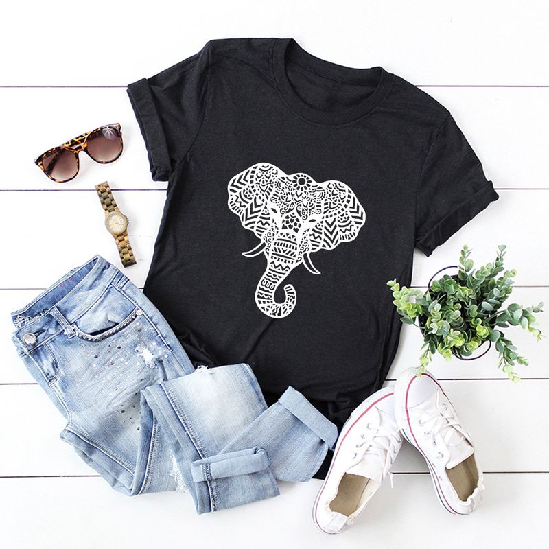 ¡en Stock! Camiseta De Manga Corta Con Estampado De Elefante Popular Para Mujer