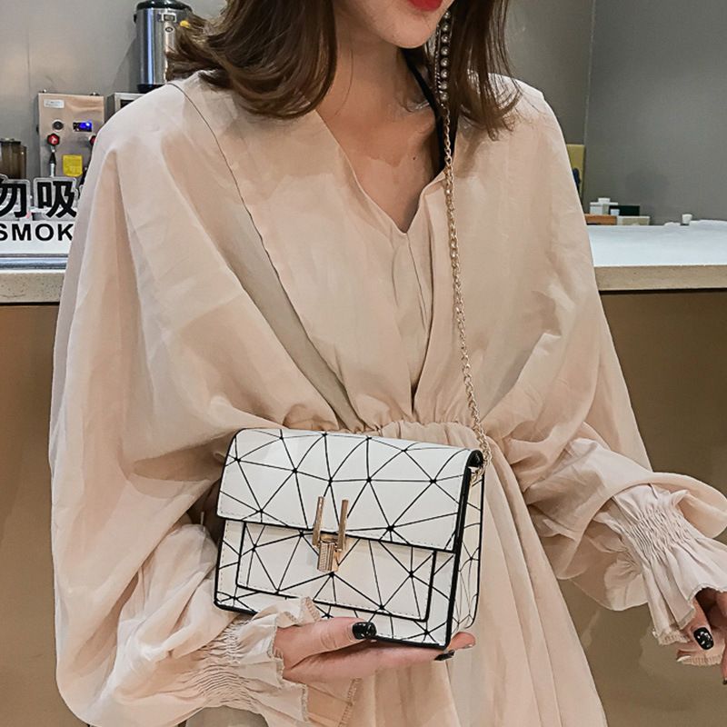 Summer Small Bag For Women  All-matching Shoulder Bag Oblique Bag Chic Laser Stitching Small Square Bag