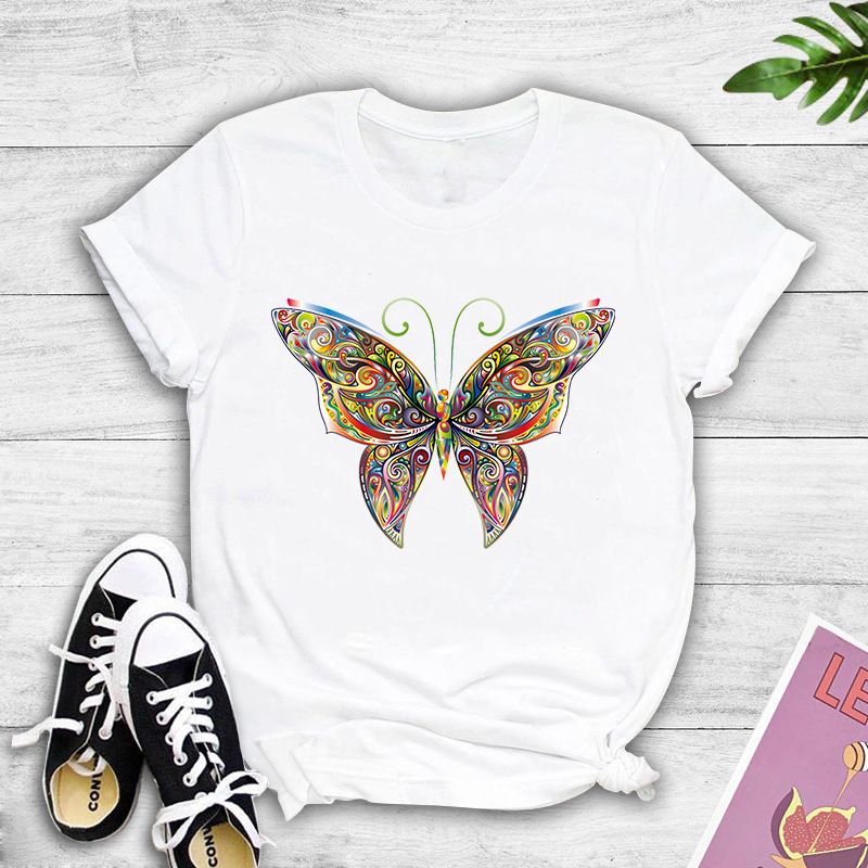 Vente En Gros T-shirt À Manches Courtes Imprimé Papillon Couleur Nihaojewelry