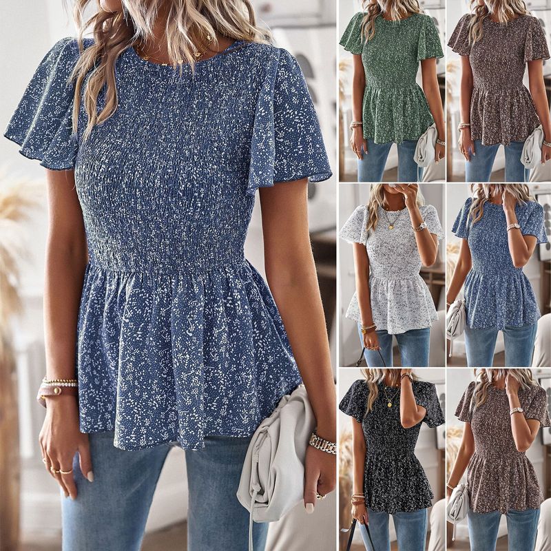 Women's Blouse Short Sleeve Blouses Casual Ditsy Floral