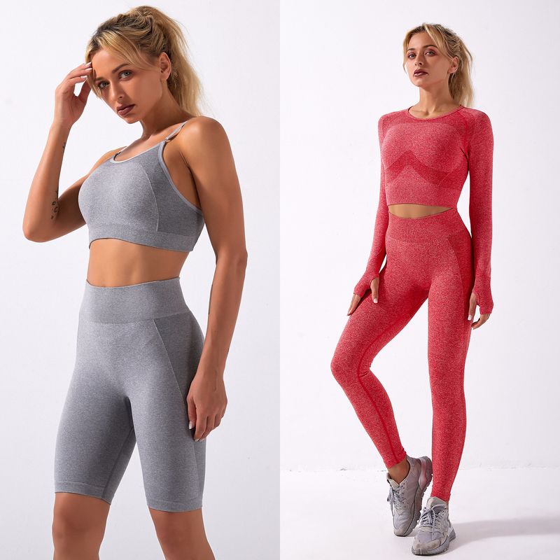 Sports Solid Color Spandex Strap Tracksuit Vest Leggings