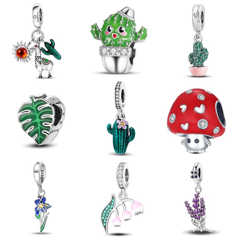 Cartoon Style Plant Copper Plating Inlay Rhinestones Silver Plated Jewelry Accessories