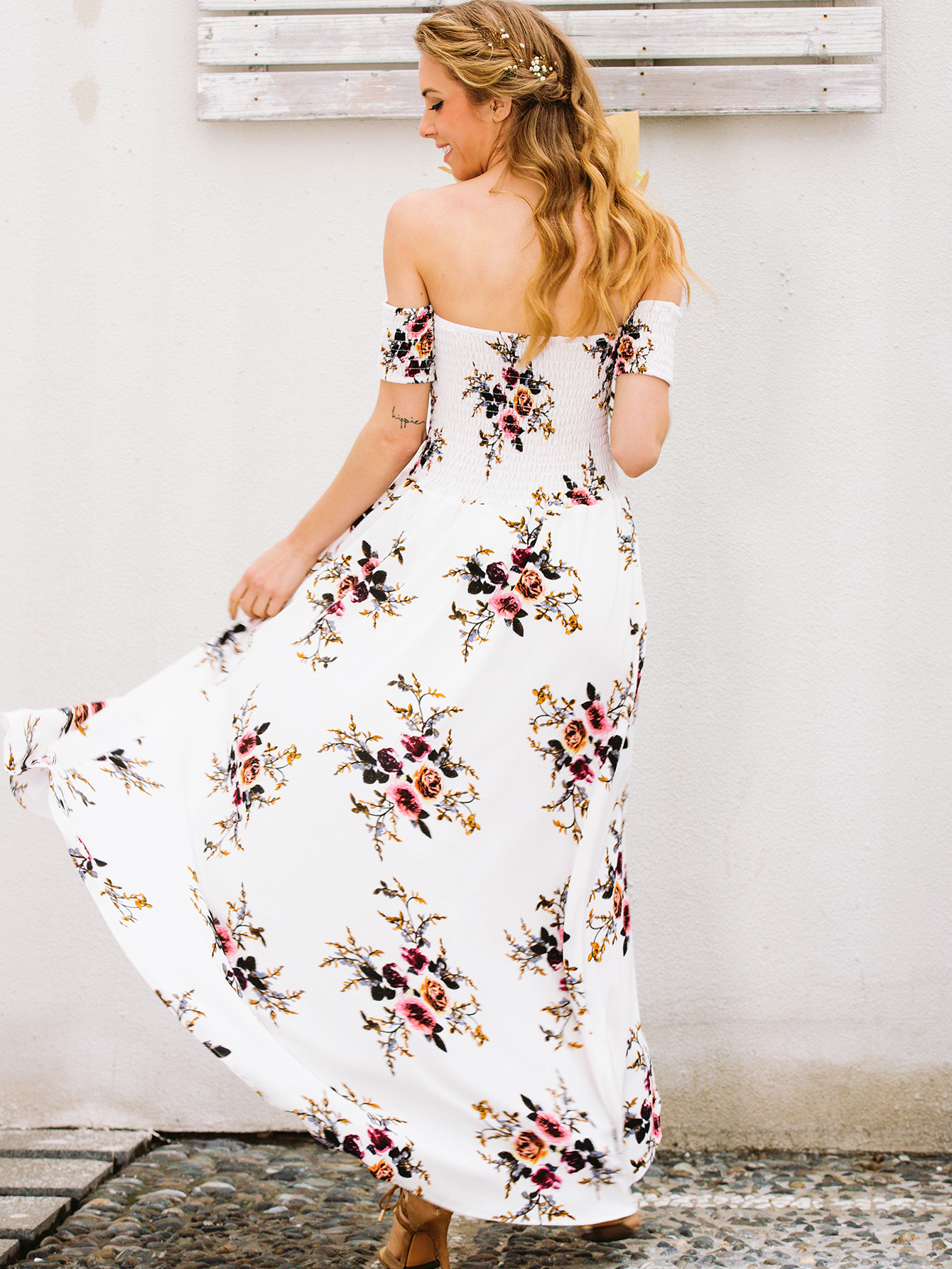 Sexy Printed Shoulder Chiffon Dress Overall Fashion Women's Clothes display picture 6