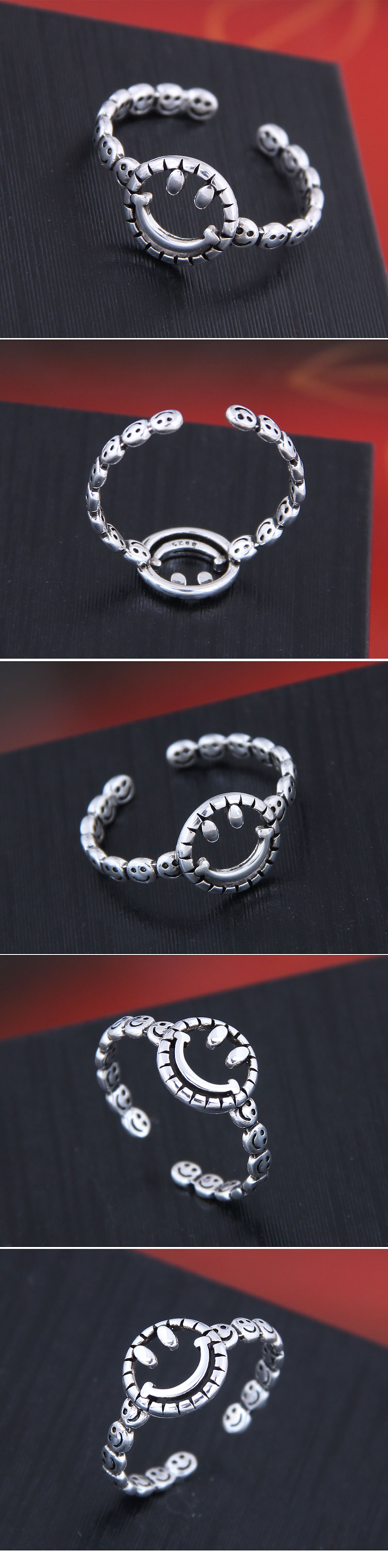 Delicate Korean Fashion Sweet Ol Retro Smiley Open Ring display picture 1