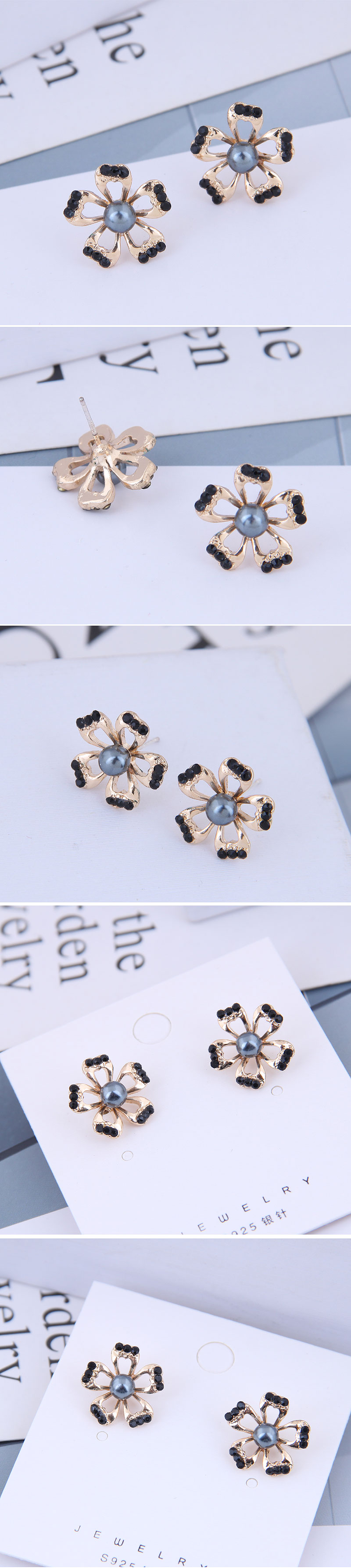 925 Silver Korean Fashion Sweet Ol Flower Stud Earrings display picture 1