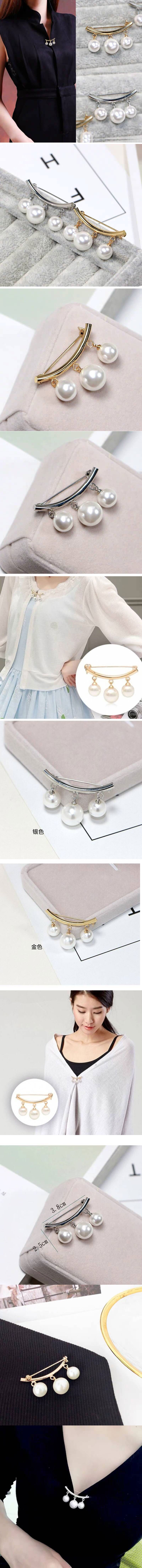 Delicate Korean Fashion Sweet Ol Elegant Pearl Pin Brooch Collar Clip Brooch display picture 1