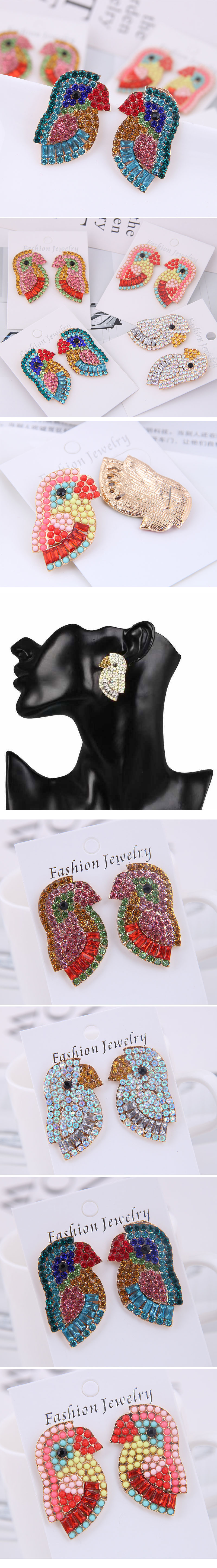 European And American Fashion Metal Studded Birdie Exaggerated Earrings display picture 1