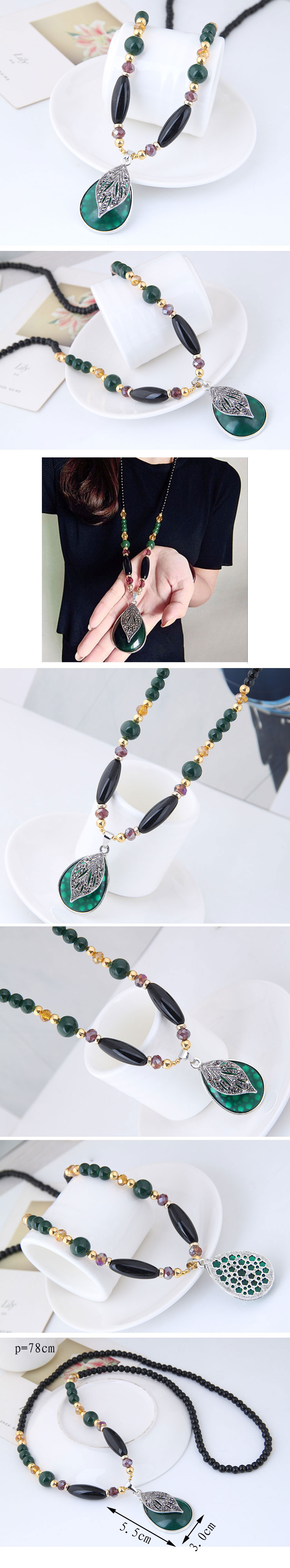 Simple Accessories Water Drop Wild Colorful Black Beads Temperament Long Chain / Sweater Chain display picture 1