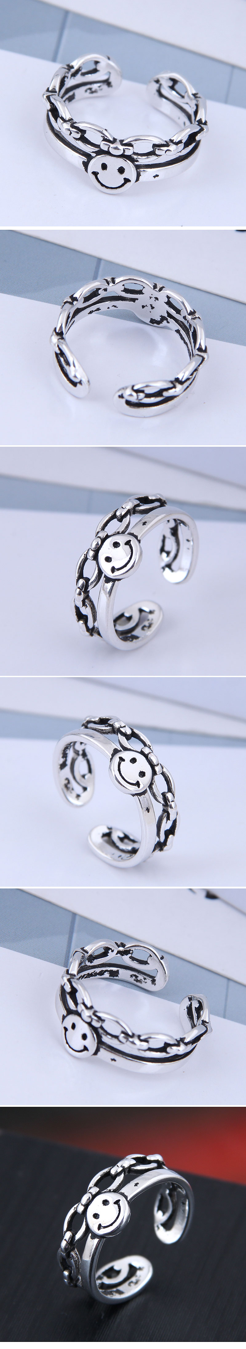 Wholesale Delicate Fashion Retro Smiley Open Ring display picture 1