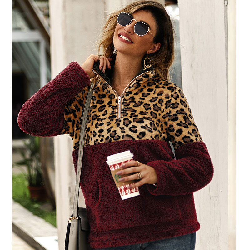 New Long-sleeved Sweater Leopard Pattern Stitching Top display picture 6