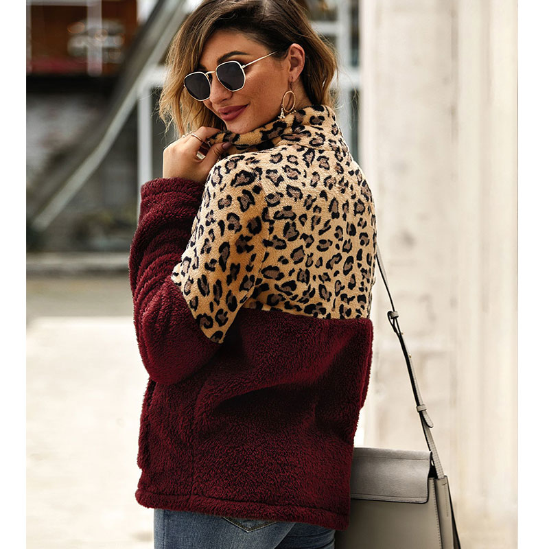 New Long-sleeved Sweater Leopard Pattern Stitching Top display picture 7