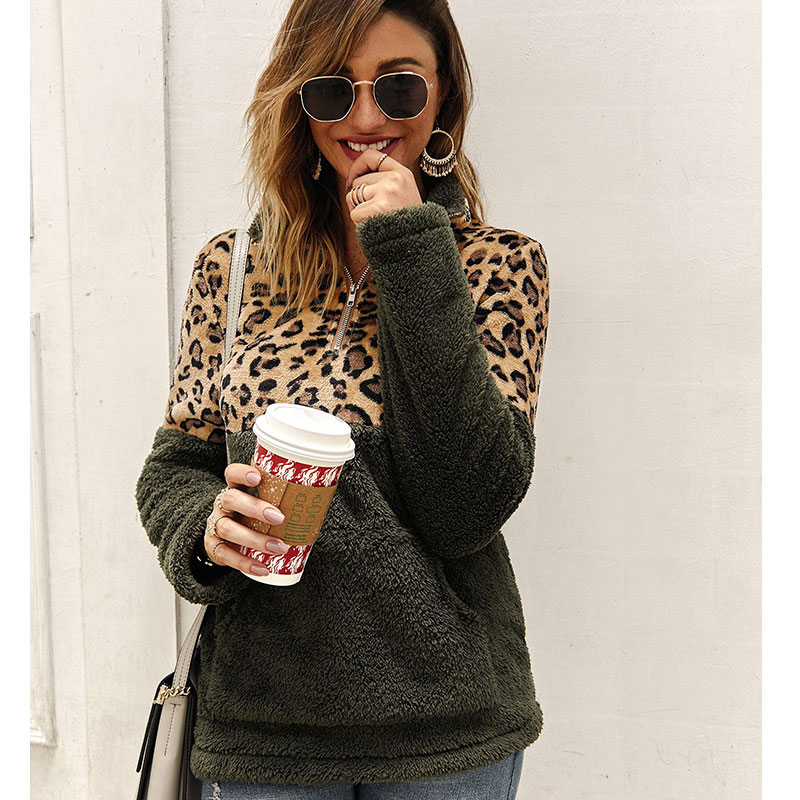 New Long-sleeved Sweater Leopard Pattern Stitching Top display picture 8