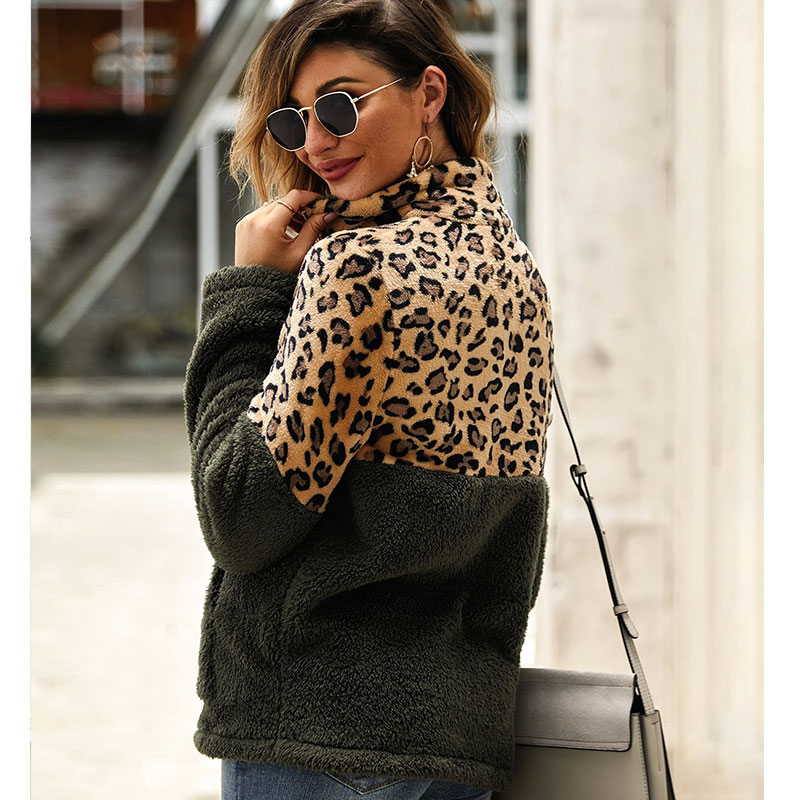 New Long-sleeved Sweater Leopard Pattern Stitching Top display picture 9