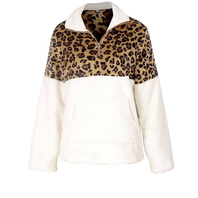 New Long-sleeved Sweater Leopard Pattern Stitching Top display picture 12