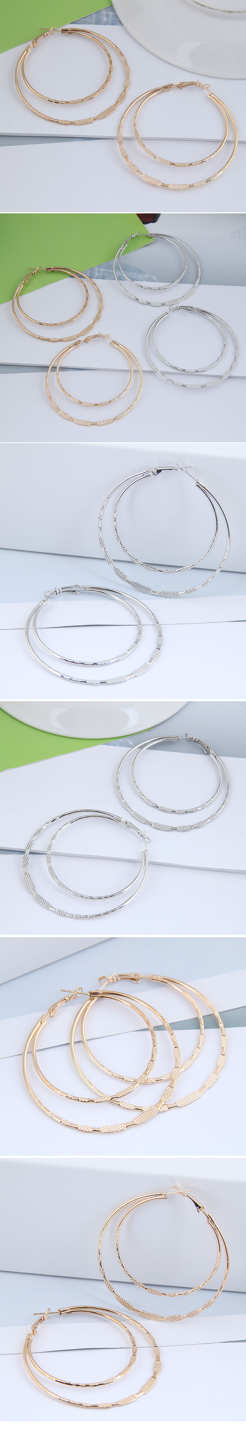 Fashion Metal Simple Double Circle Temperament Earrings display picture 1