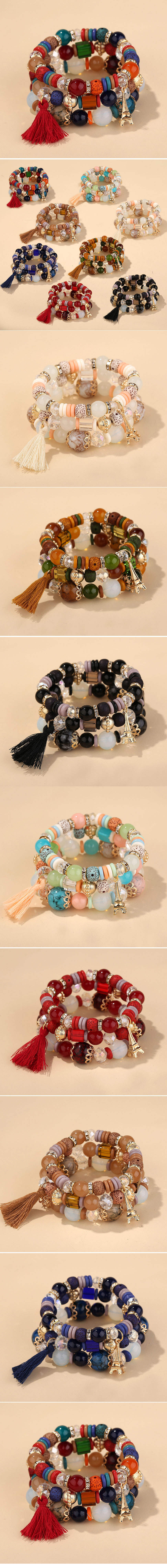 Simple   Metal Tower Tassel Candy Beads Multi-layer Fashion Bracelet display picture 1