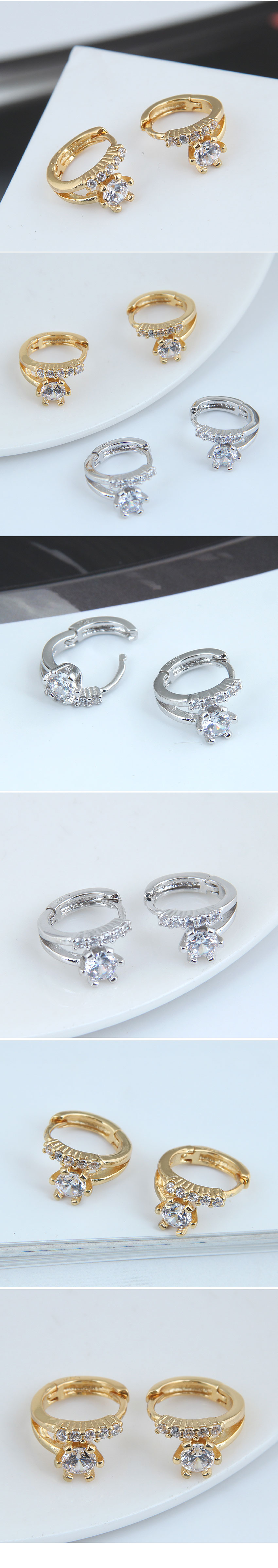 Korean Fashion Sweet Simple Flashing Zirconium  Earrings display picture 1