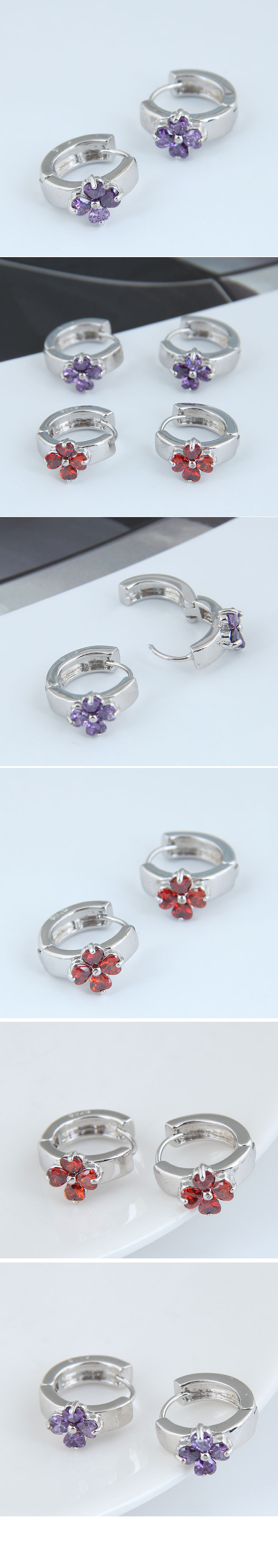 Korean Fashion Sweet Simple Four-leaf Clover Flash Zirconium  Earrings display picture 1