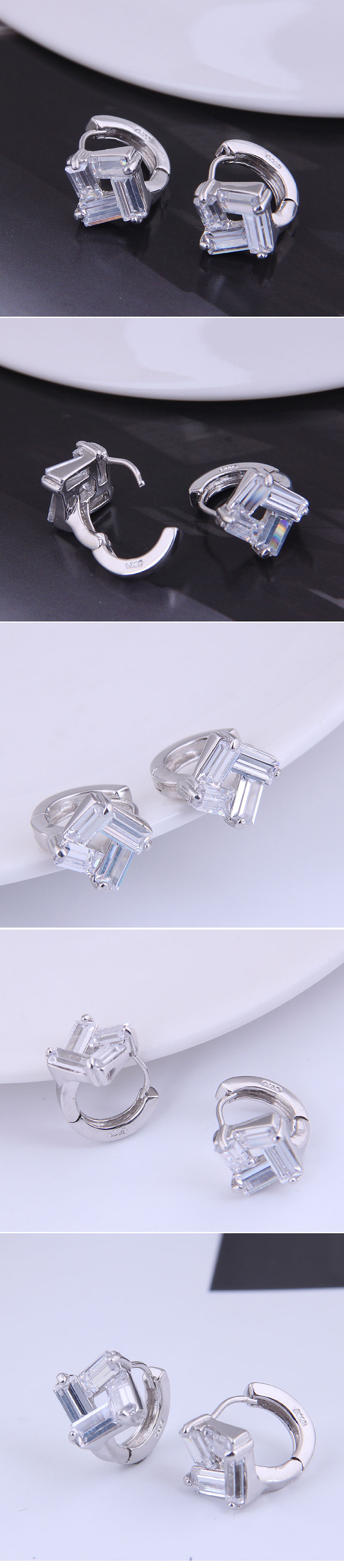 Korean Fashion Sweet Simple Square Bright Zircon  Earrings display picture 1