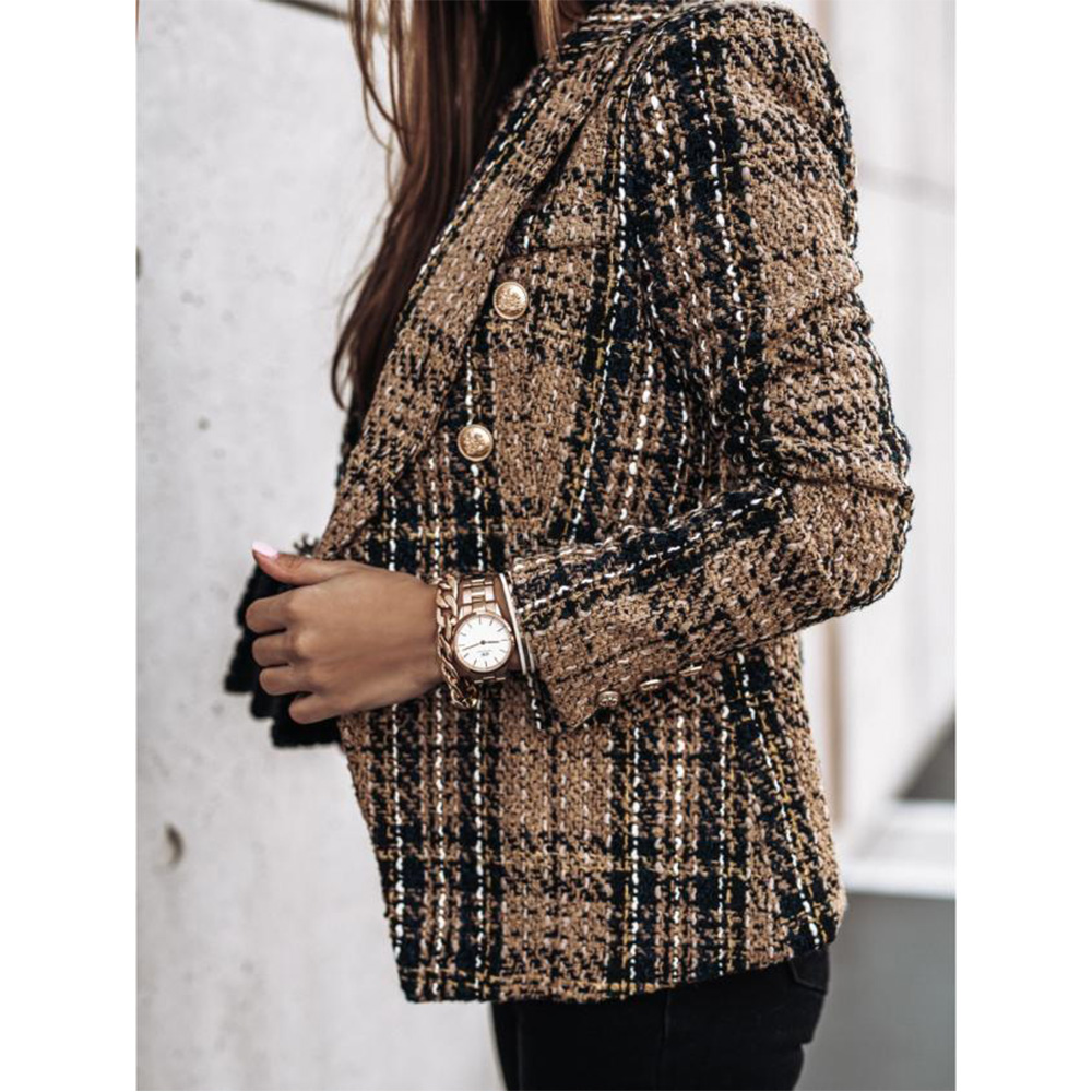 Lady Commute Houndstooth Plaid Metal Button display picture 9