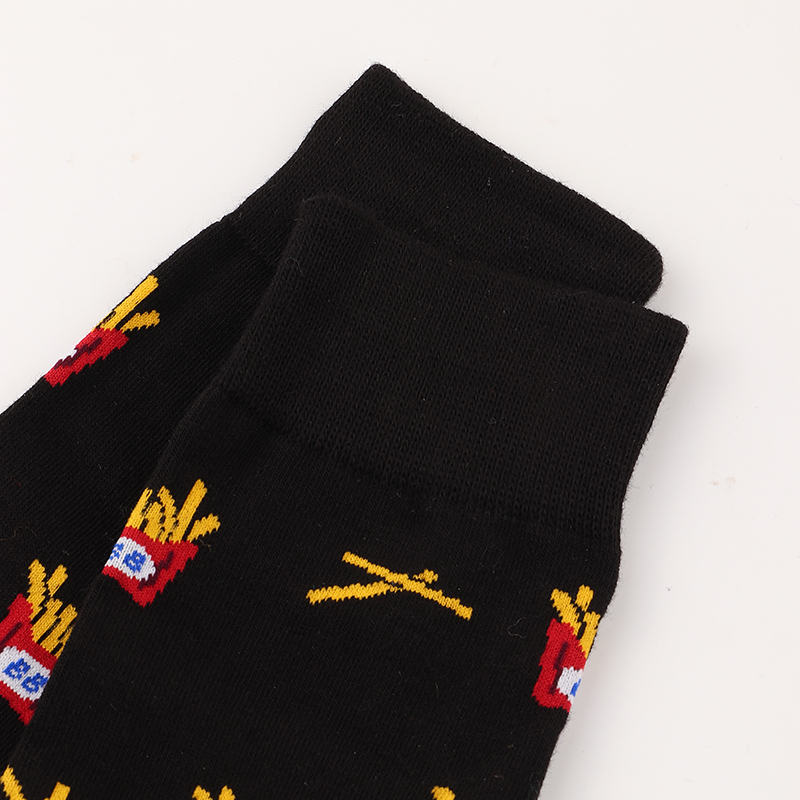 Print Mid-length Black Fries Socks display picture 2