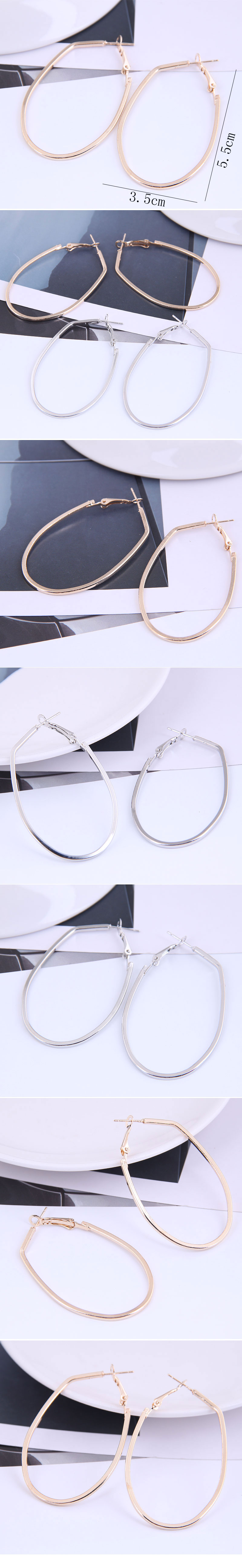Mode Metall Einfache Geometrische Ovale Form Übertriebene Ohrringe display picture 1