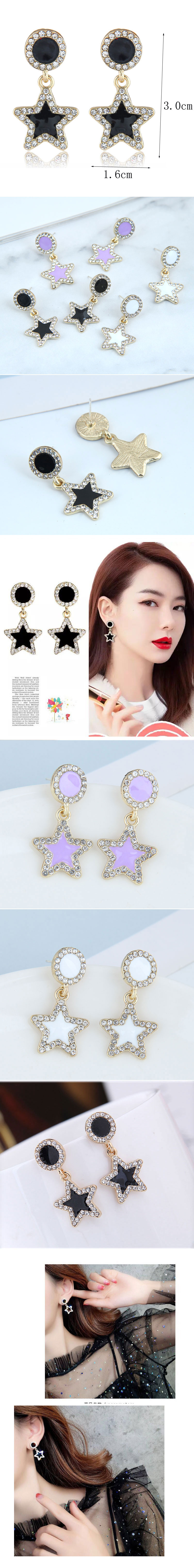 Fashion Metal Flashing Diamond Five-pointed Star Earrings display picture 1
