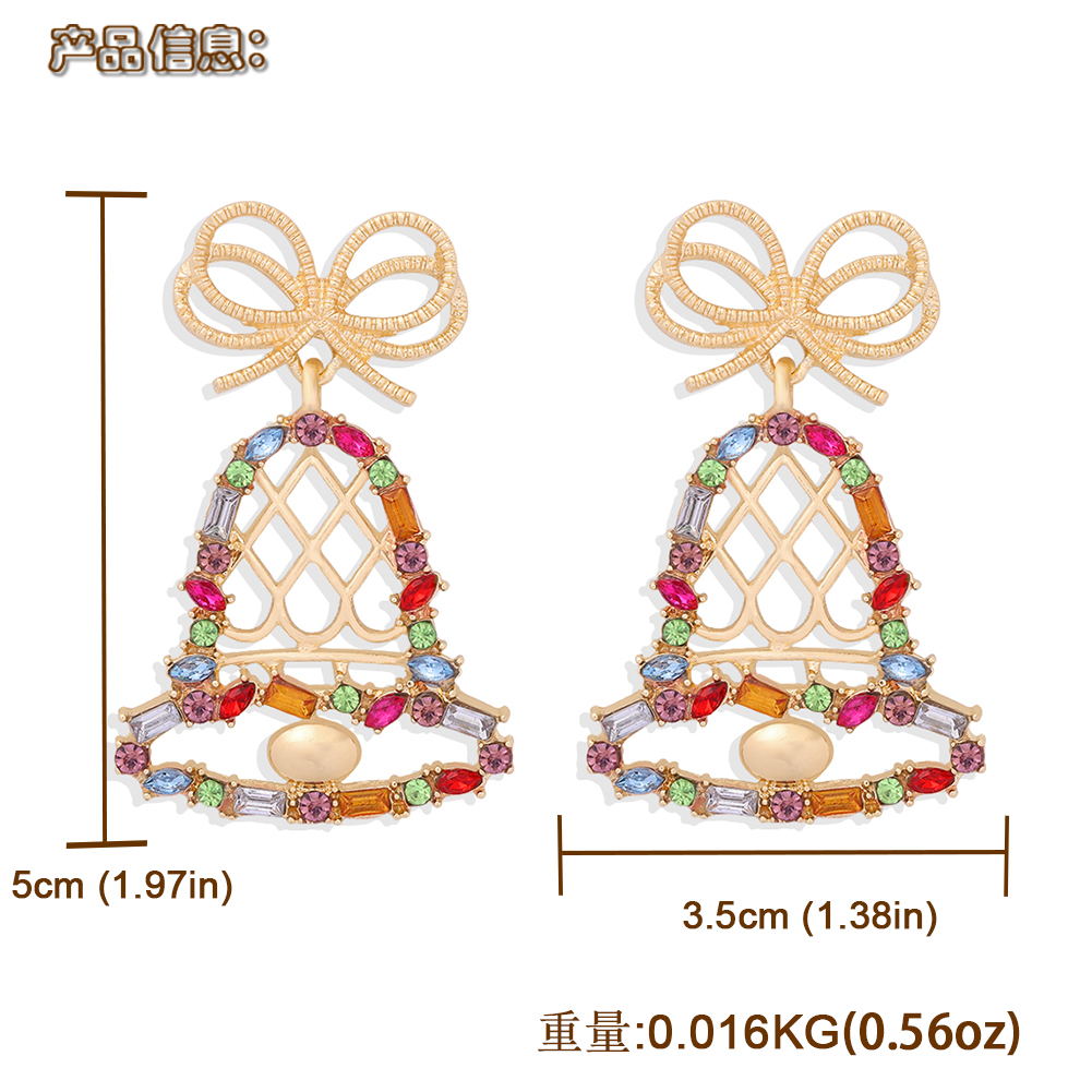 Fashion  Pendant-shaped Inlaid Colored Diamonds Bell Earrings display picture 1
