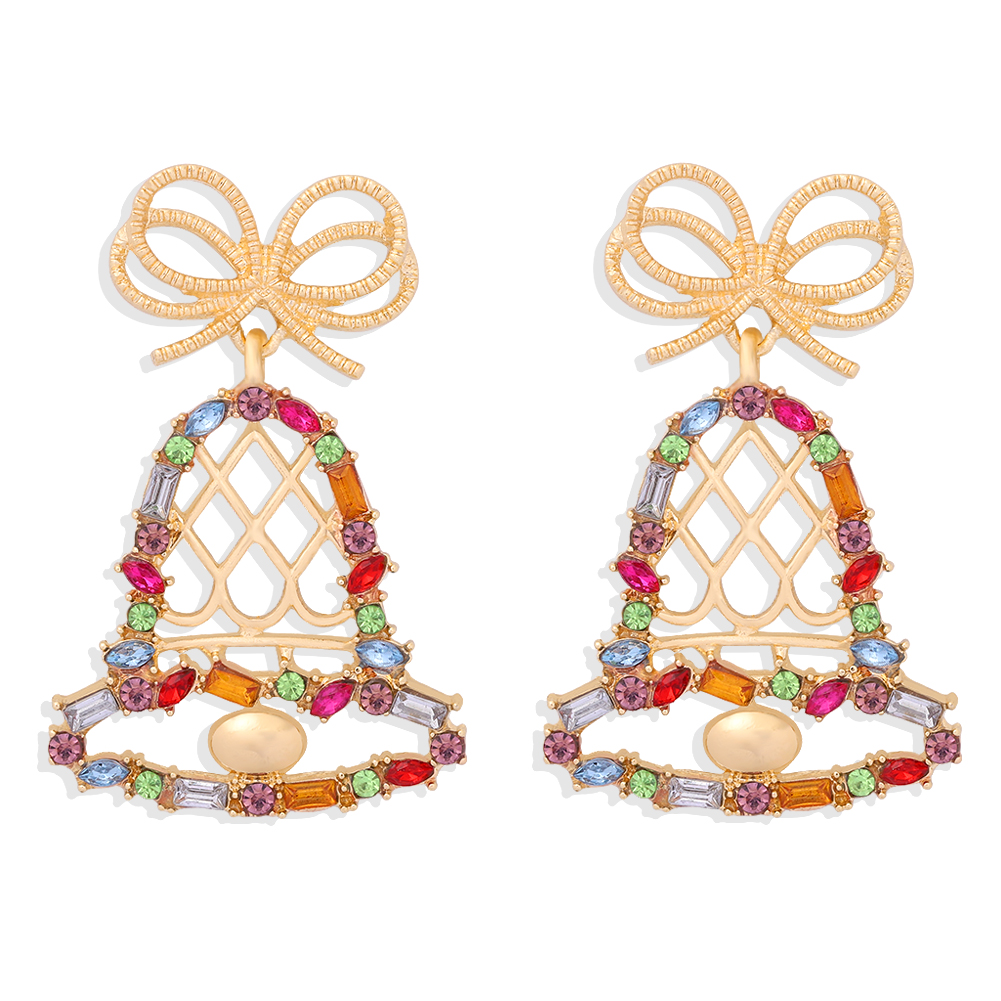 Fashion  Pendant-shaped Inlaid Colored Diamonds Bell Earrings display picture 2