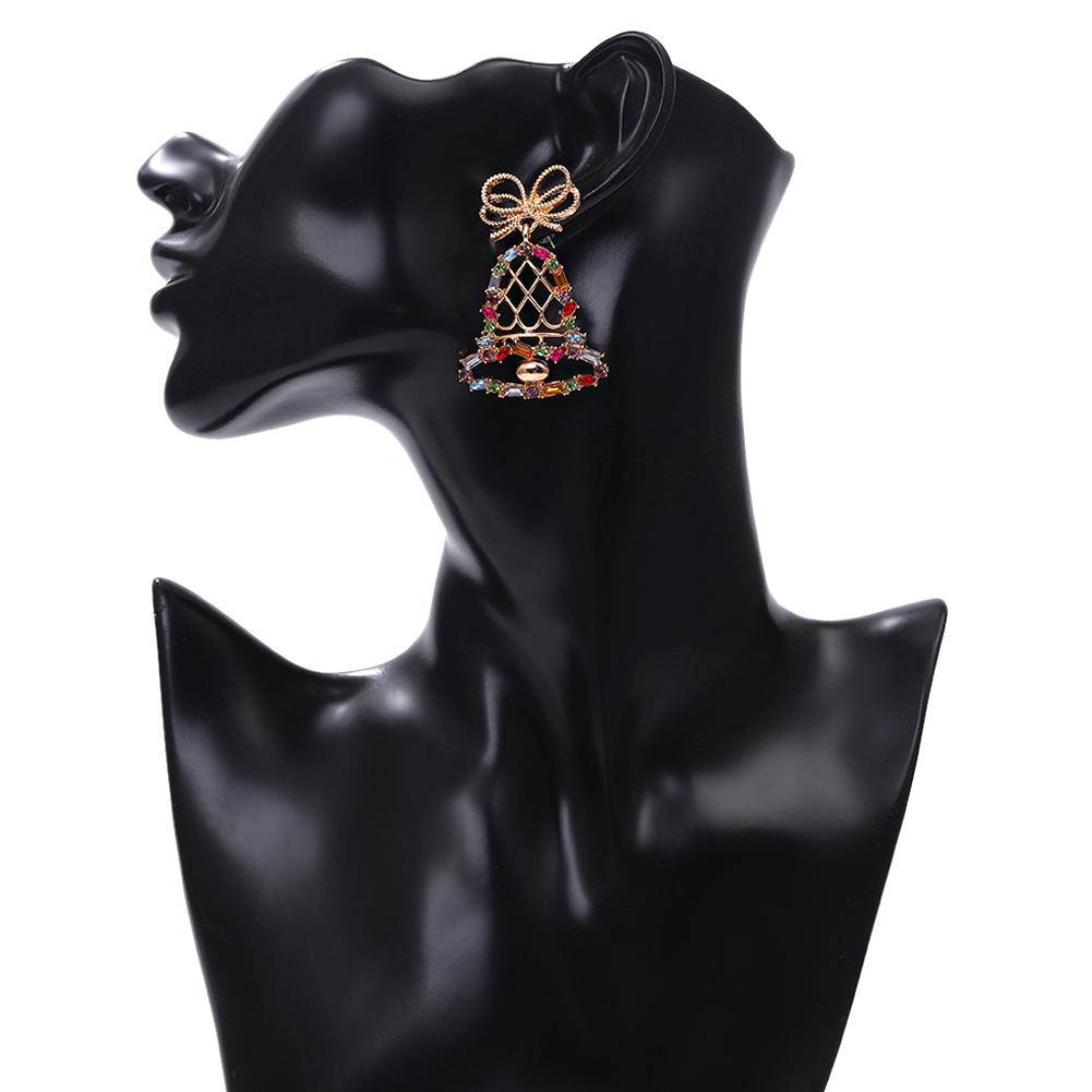 Fashion  Pendant-shaped Inlaid Colored Diamonds Bell Earrings display picture 3