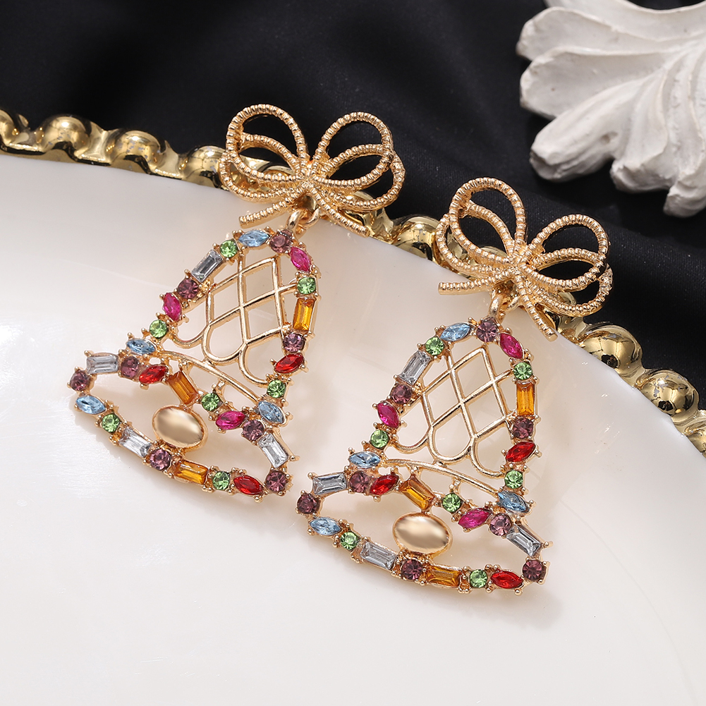 Fashion  Pendant-shaped Inlaid Colored Diamonds Bell Earrings display picture 4