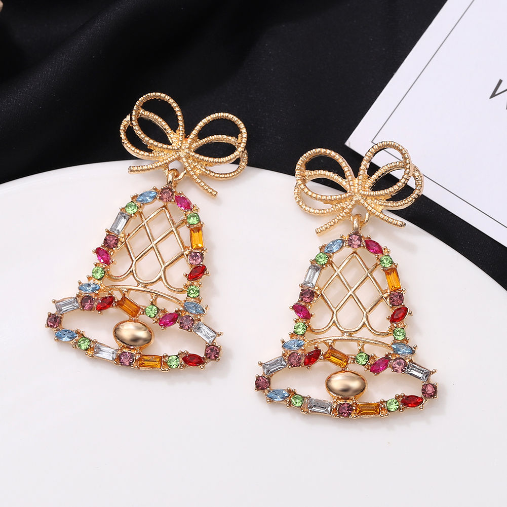 Fashion  Pendant-shaped Inlaid Colored Diamonds Bell Earrings display picture 5