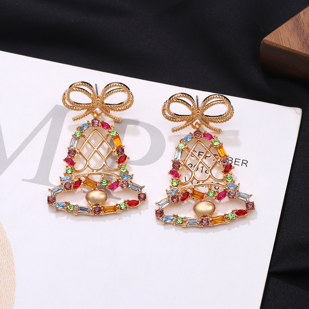 Fashion  Pendant-shaped Inlaid Colored Diamonds Bell Earrings display picture 6