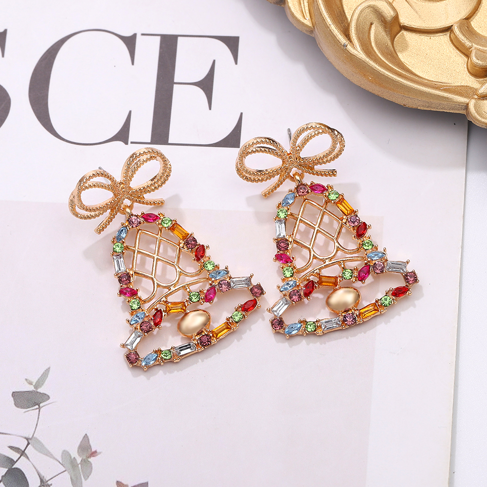 Fashion  Pendant-shaped Inlaid Colored Diamonds Bell Earrings display picture 7