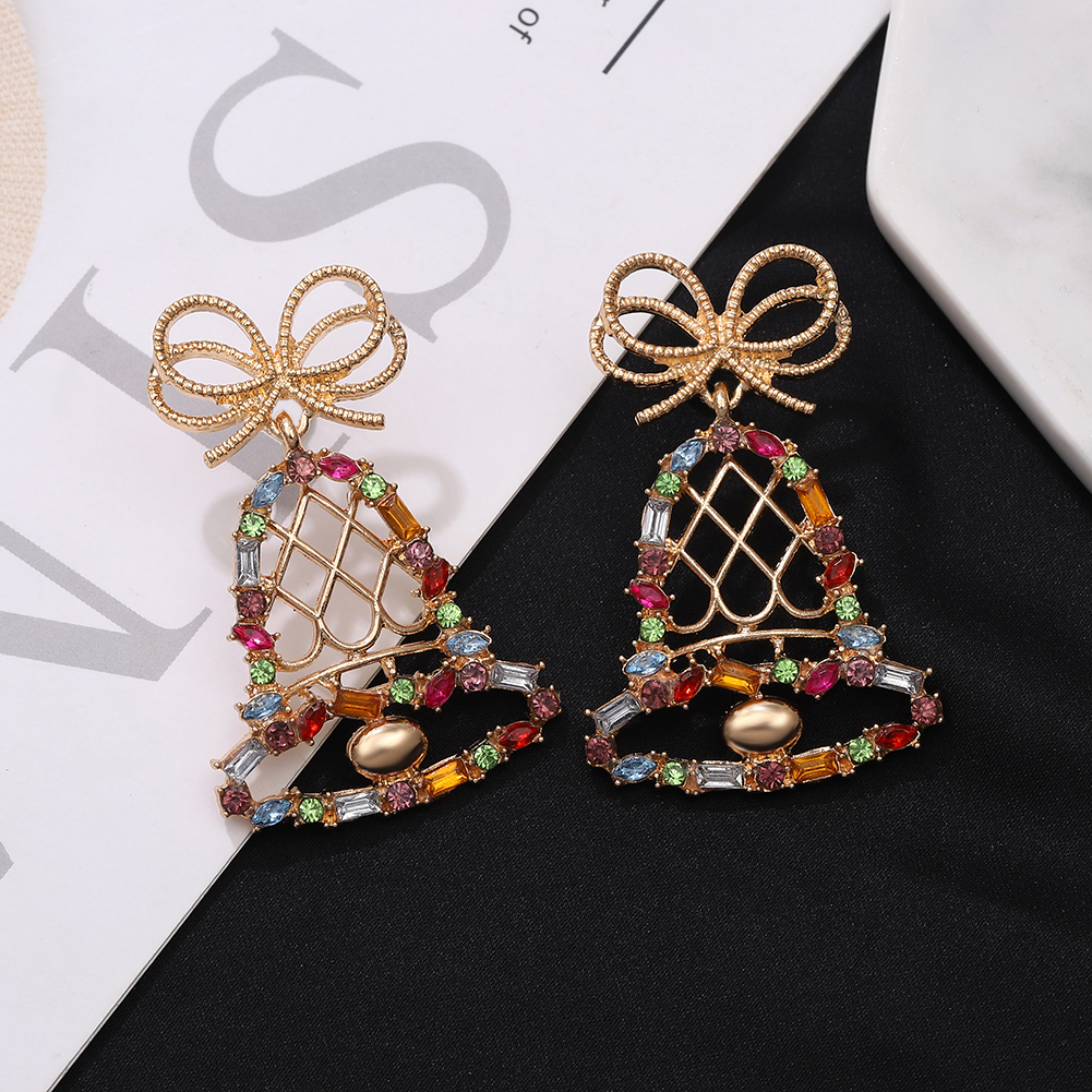 Fashion  Pendant-shaped Inlaid Colored Diamonds Bell Earrings display picture 8