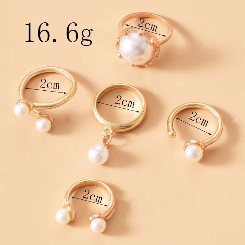 Fashion Gold-plated Pearl Ring Set display picture 4
