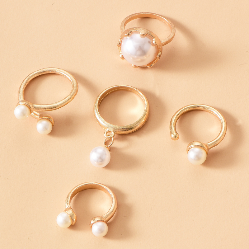 Fashion Gold-plated Pearl Ring Set display picture 5