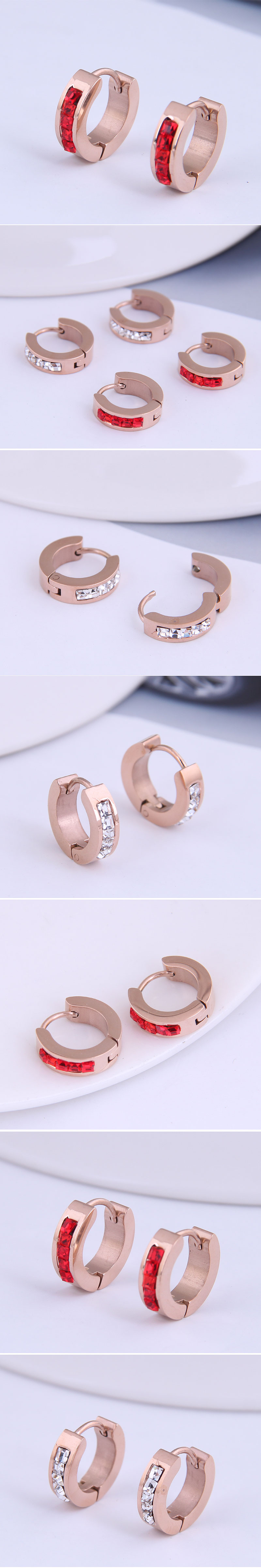 Korean Fashion Titanium Steel Simple Diamond-studded  Earrings display picture 1
