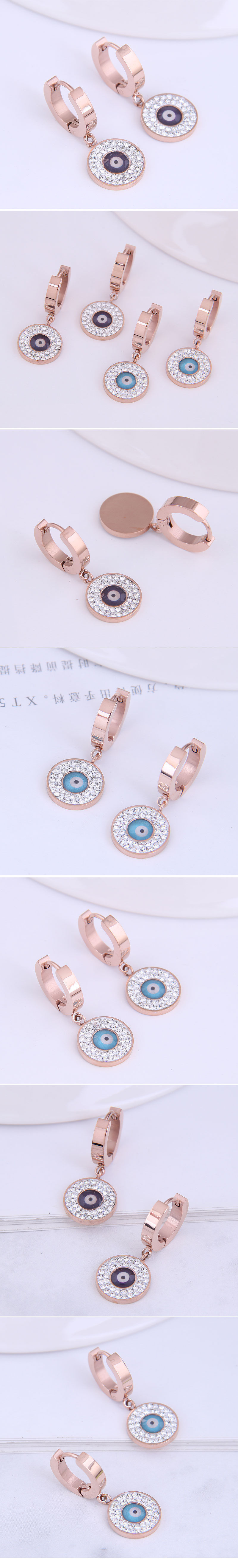 Korean Fashion Titanium Steel Simple Devil's Eye Diamond  Earrings display picture 1