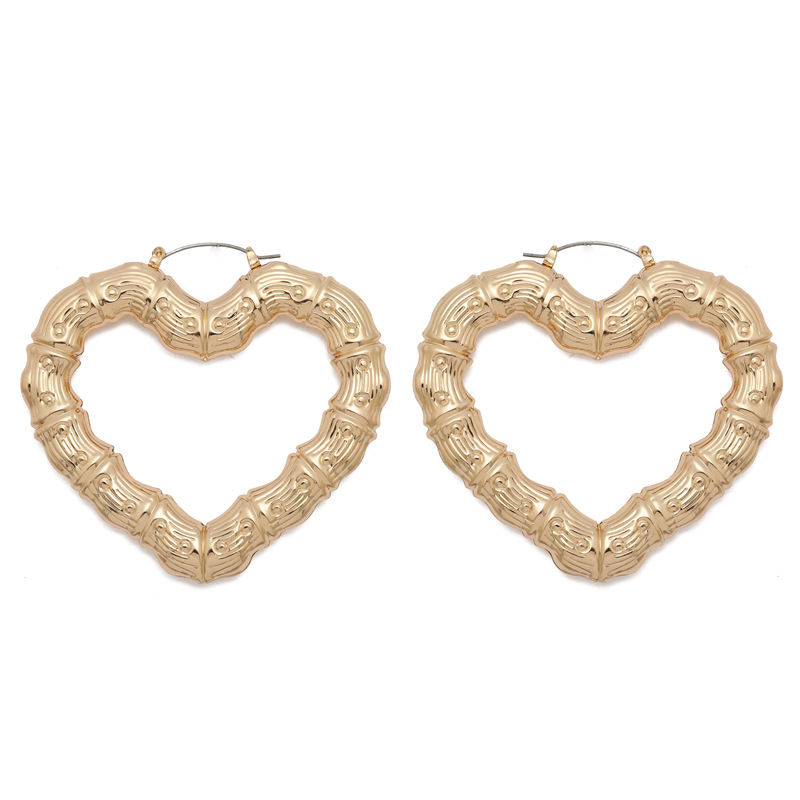 Large Bamboo-shaped Exaggerated Golden Circle Punk Hip-hop Earrings display picture 6