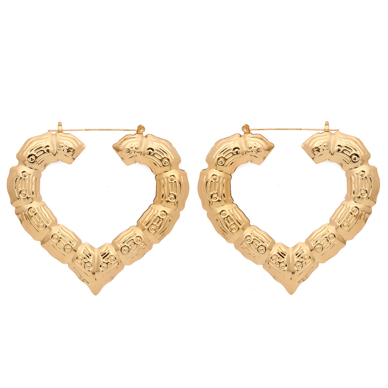 Large Bamboo-shaped Exaggerated Golden Circle Punk Hip-hop Earrings display picture 9