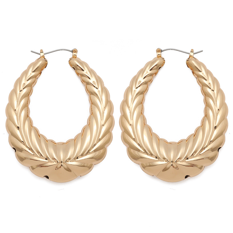 Large Bamboo-shaped Exaggerated Golden Circle Punk Hip-hop Earrings display picture 11