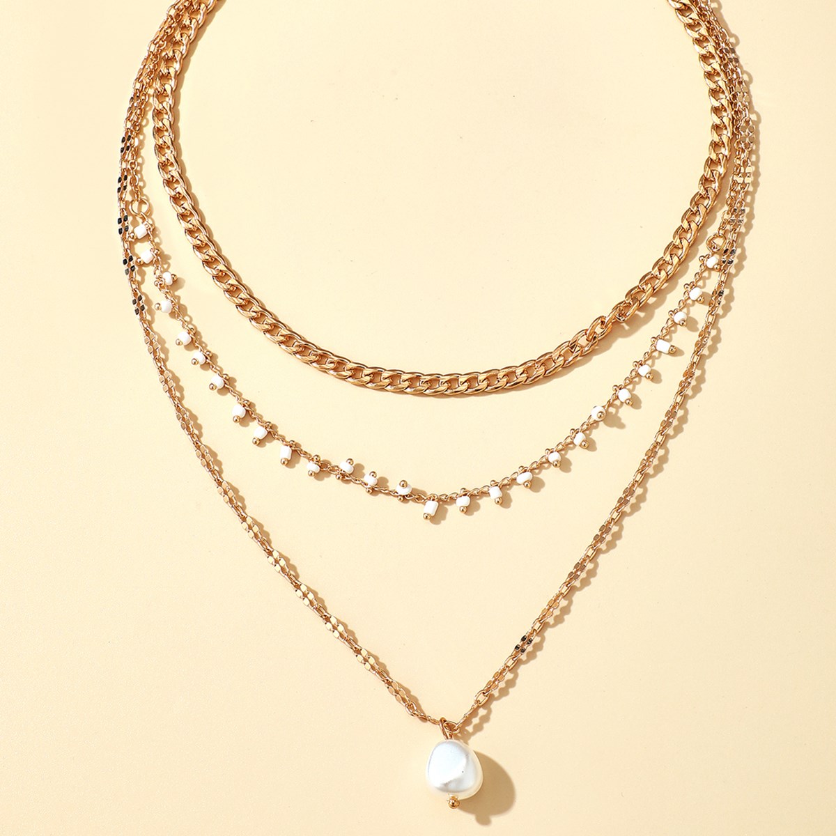 New  Pearl Tassel Multi-layer Necklace display picture 2