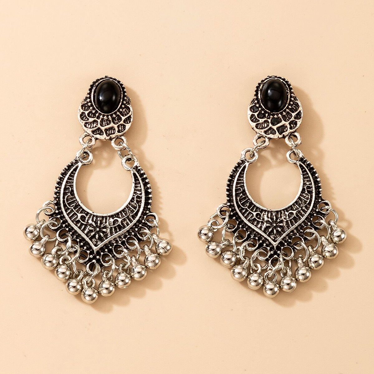 Fashion Exaggerated New Geometric Small Bells Tassel Earrings display picture 2