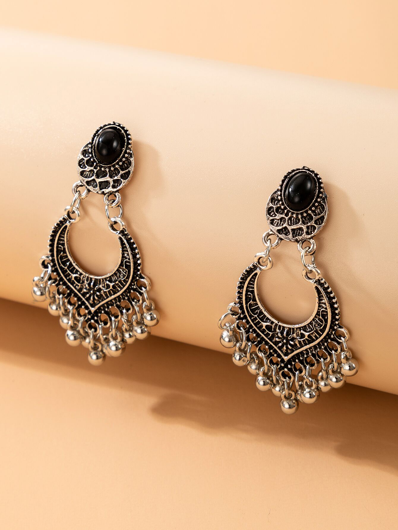 Fashion Exaggerated New Geometric Small Bells Tassel Earrings display picture 3