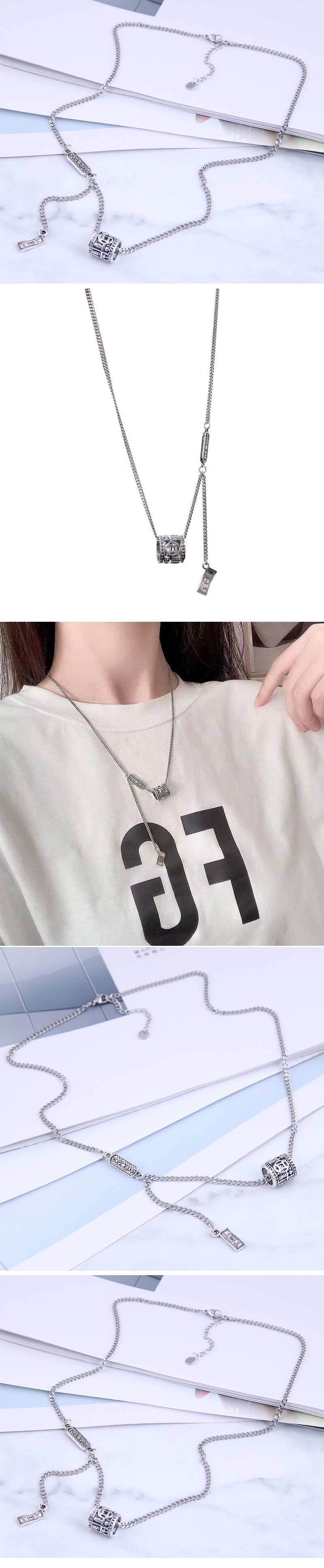 Steel Fashion Hip-hop Simple Necklace display picture 1