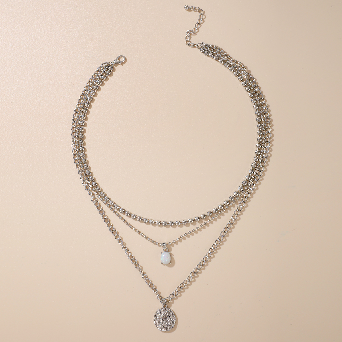 Bohemian Three-layer Alloy Necklace display picture 3