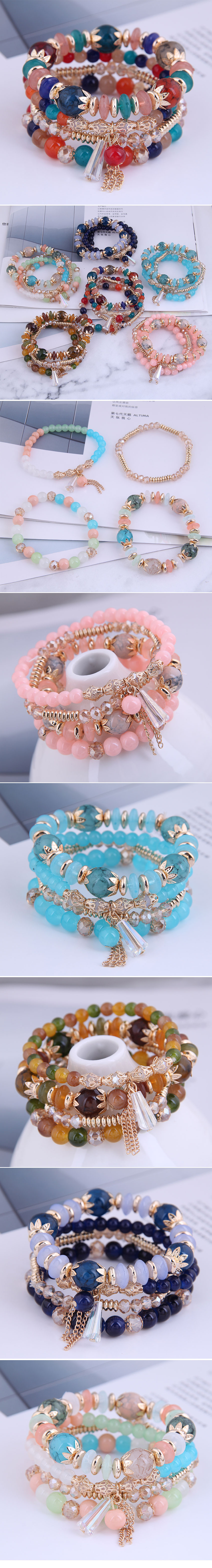 Fashion Simple Crystal Beads Multi-layer Bracelet display picture 1