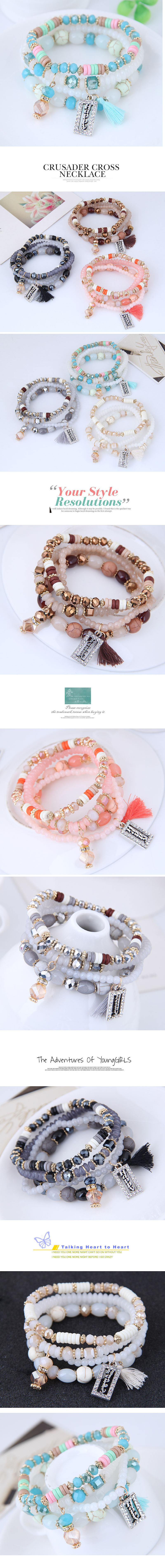 Crystal Beads Fashion Multi-layer Bracelet display picture 1