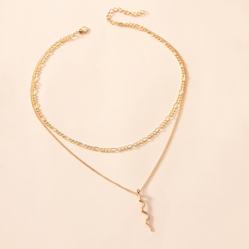 New Snake-shaped Decorative Two-layer Necklace display picture 2